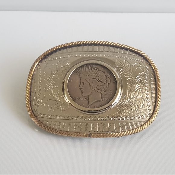 Vintage GERMAN SILVER Engraved Belt Buckle - Picture 2 of 11